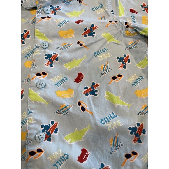 DISNEY Parks Mickey Mouse Hawaiian Button Down Shirt Size XXS Blue Surfin Chill - Picture 6 of 7